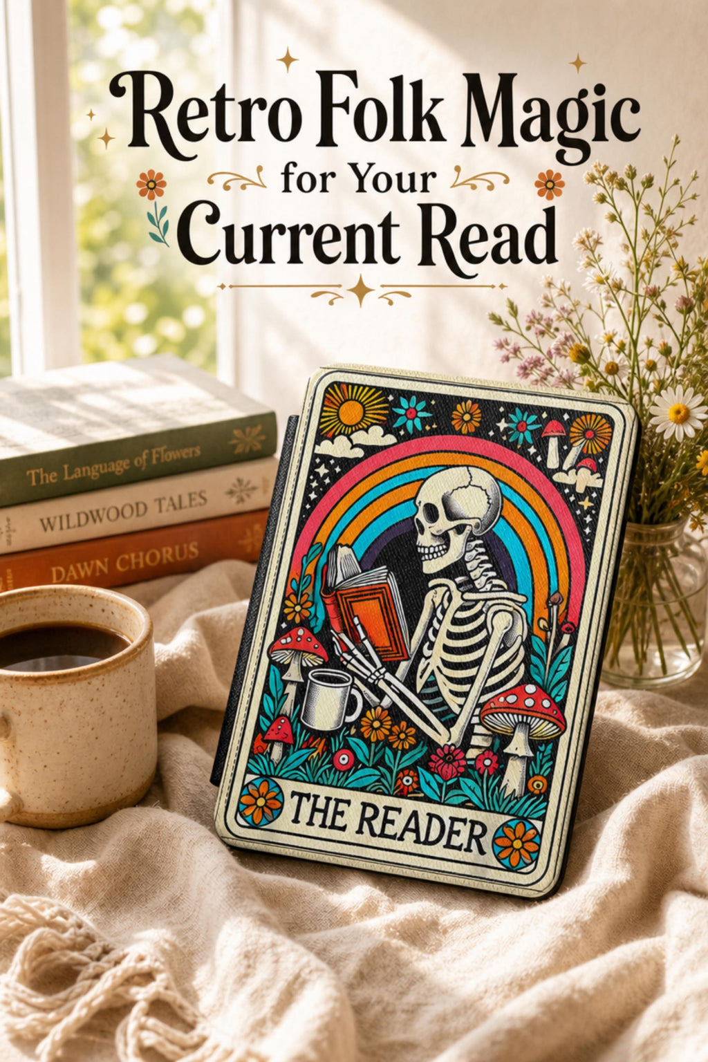 Kindle Paperwhite Case – Artistic Skeleton Skull Reader Gift