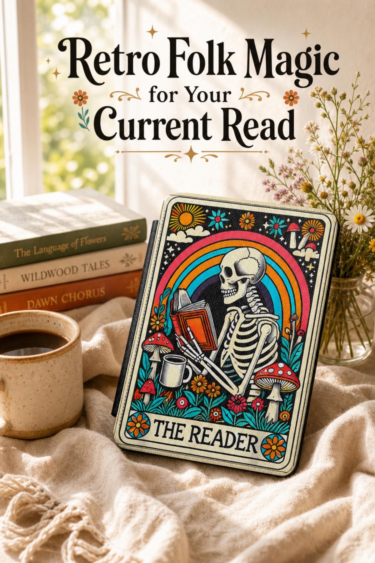 Kindle Paperwhite Case – Artistic Skeleton Skull Reader Gift