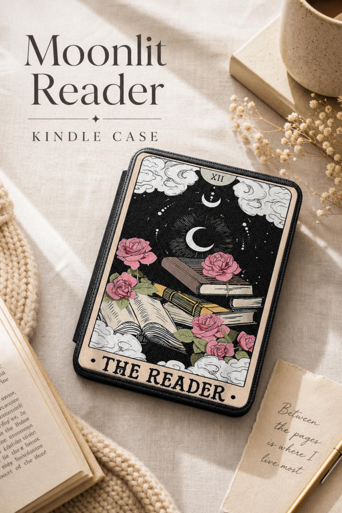 Kindle Paperwhite Case – Tarot Reader Celestial Moon Design