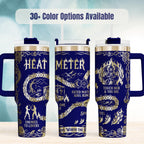 Book Lover Gift Tumbler 40oz Insulated Stainless Steel Cup Enemies To Lovers Design Fated Mates Tropes Heat Meter Graphic Gothic Fantasy Reader Drinkware Handle Straw Lid Perfect Present Literary Merchandise Bookish Accessory Daily