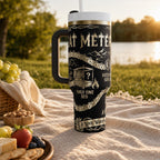 40oz Insulated Tumbler Stainless Steel Construction Double Wall Temperature Control Handle Straw Lid Book Reader Gift Fantasy Themed Drinkware Enemies To Lovers Design Literary Tropes Graphic Gothic Aesthetic Perfect Bookish Merchandise