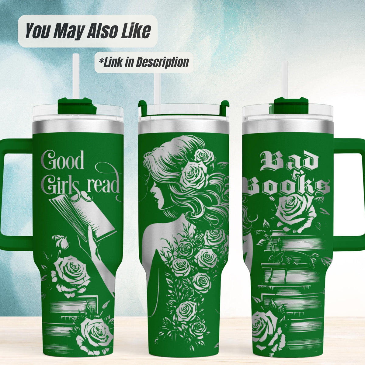Romance Reader Tumbler – 40oz Insulated Stainless Steel Straw Lid